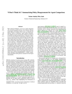 "I Don't Think So": Summarizing Policy Disagreements for Agent
  Comparison