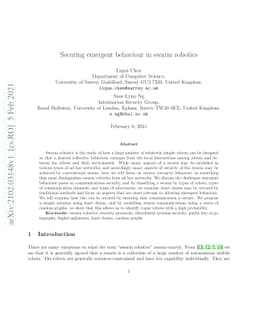 Securing emergent behaviour in swarm robotics