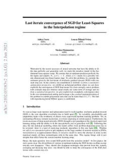 Last iterate convergence of SGD for Least-Squares in the Interpolation
  regime