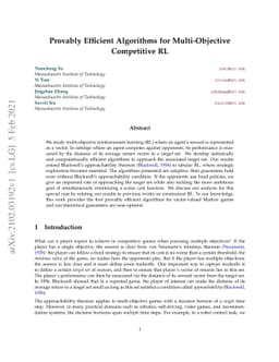 Provably Efficient Algorithms for Multi-Objective Competitive RL