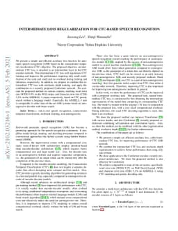 Intermediate Loss Regularization for CTC-based Speech Recognition