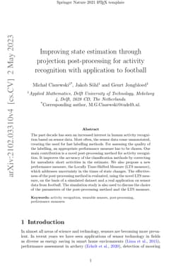 Improving state estimation through projection post-processing for
  activity recognition with application to football