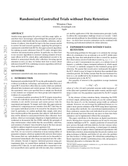 Randomized Controlled Trials without Data Retention