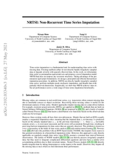 NRTSI: Non-Recurrent Time Series Imputation