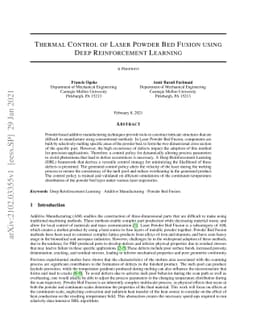 Thermal Control of Laser Powder Bed Fusion Using Deep Reinforcement
  Learning