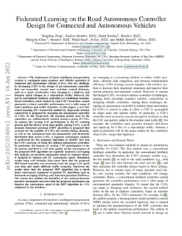 Federated Learning on the Road: Autonomous Controller Design for
  Connected and Autonomous Vehicles