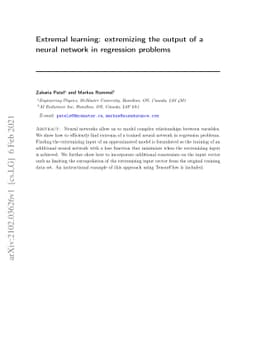 Extremal learning: extremizing the output of a neural network in
  regression problems