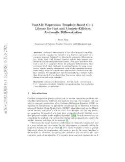 FastAD: Expression Template-Based C++ Library for Fast and
  Memory-Efficient Automatic Differentiation