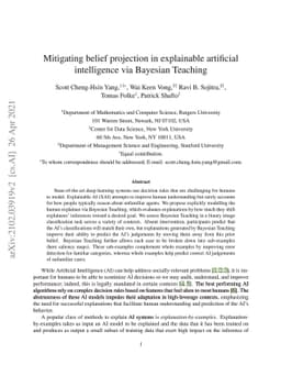 Mitigating belief projection in explainable artificial intelligence via
  Bayesian Teaching