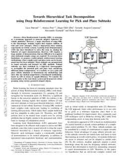 Towards Hierarchical Task Decomposition using Deep Reinforcement
  Learning for Pick and Place Subtasks