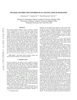 Speaker and Direction Inferred Dual-channel Speech Separation