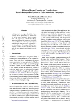 Effects of Layer Freezing on Transferring a Speech Recognition System to
  Under-resourced Languages