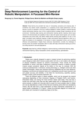 Deep Reinforcement Learning for the Control of Robotic Manipulation: A
  Focussed Mini-Review