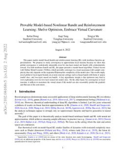 Provable Model-based Nonlinear Bandit and Reinforcement Learning: Shelve
  Optimism, Embrace Virtual Curvature