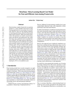 MetaTune: Meta-Learning Based Cost Model for Fast and Efficient
  Auto-tuning Frameworks