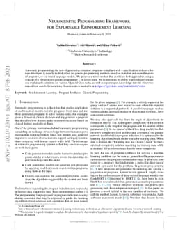 Neurogenetic Programming Framework for Explainable Reinforcement
  Learning