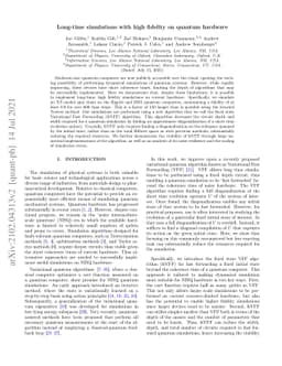 Long-time simulations with high fidelity on quantum hardware