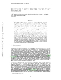 Discovering a set of policies for the worst case reward