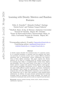 Learning with Density Matrices and Random Features
