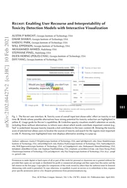 RECAST: Enabling User Recourse and Interpretability of Toxicity
  Detection Models with Interactive Visualization