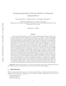 Learning-augmented count-min sketches via Bayesian nonparametrics