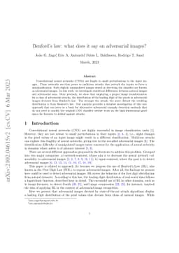Benford's law: what does it say on adversarial images?