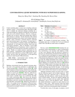 Conversational Query Rewriting with Self-supervised Learning