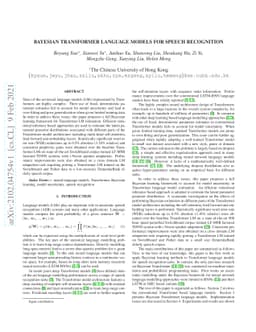 Bayesian Transformer Language Models for Speech Recognition