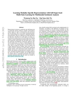 Learning Modality-Specific Representations with Self-Supervised
  Multi-Task Learning for Multimodal Sentiment Analysis