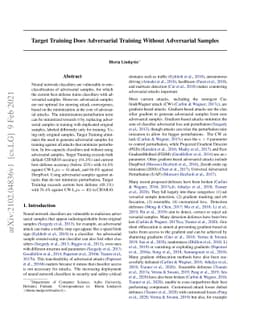 Target Training Does Adversarial Training Without Adversarial Samples