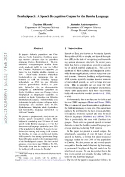 BembaSpeech: A Speech Recognition Corpus for the Bemba Language