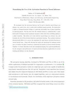 Formalising the Use of the Activation Function in Neural Inference