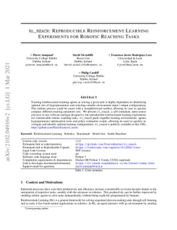 rl_reach: Reproducible Reinforcement Learning Experiments for Robotic
  Reaching Tasks