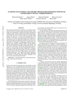 Learning Multi-Modal Volumetric Prostate Registration with Weak
  Inter-Subject Spatial Correspondence