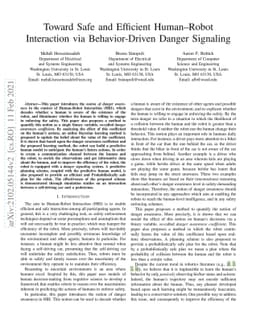 Toward Safe and Efficient Human-Robot Interaction via Behavior-Driven
  Danger Signaling