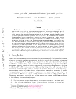 Task-Optimal Exploration in Linear Dynamical Systems