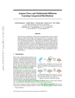 Argmax Flows and Multinomial Diffusion: Learning Categorical
  Distributions