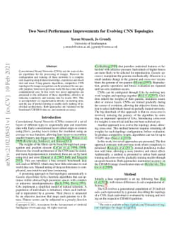 Two Novel Performance Improvements for Evolving CNN Topologies