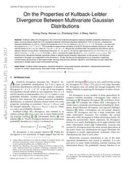 On the Properties of Kullback-Leibler Divergence Between Multivariate
  Gaussian Distributions