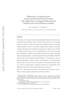 Refinement of polygonal grids using Convolutional Neural Networks with
  applications to polygonal Discontinuous Galerkin and Virtual Element methods