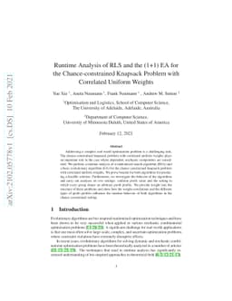 Runtime Analysis of RLS and the (1+1) EA for the Chance-constrained
  Knapsack Problem with Correlated Uniform Weights