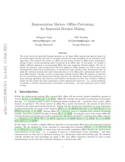 Representation Matters: Offline Pretraining for Sequential Decision
  Making