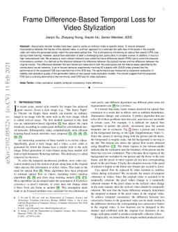 Frame Difference-Based Temporal Loss for Video Stylization