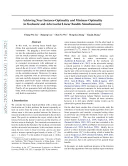 Achieving Near Instance-Optimality and Minimax-Optimality in Stochastic
  and Adversarial Linear Bandits Simultaneously