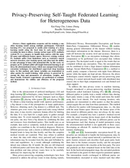 Privacy-Preserving Self-Taught Federated Learning for Heterogeneous Data