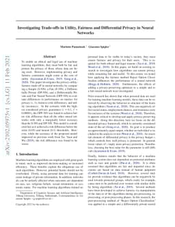 Investigating Trade-offs in Utility, Fairness and Differential Privacy
  in Neural Networks