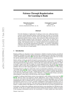 Fairness Through Regularization for Learning to Rank