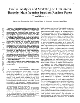 Feature Analyses and Modelling of Lithium-ion Batteries Manufacturing
  based on Random Forest Classification