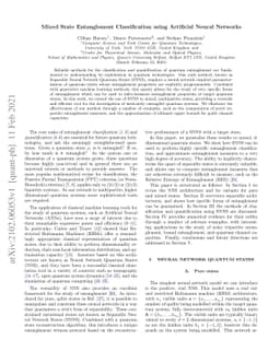 Mixed State Entanglement Classification using Artificial Neural Networks