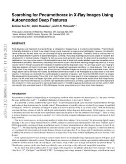 Searching for Pneumothorax in X-Ray Images Using Autoencoded Deep
  Features